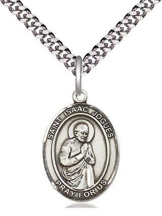 Pewter Saint Isaac Jogues Medal Religious Jewelry Engraved Catholic Saint Jewelry