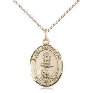 14kt Gold Filled Saint Anastasia Medal Religious Jewelry Engraved Catholic Saint Jewelry
