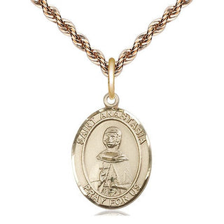 14kt Gold Filled Saint Anastasia Medal Religious Jewelry Engraved Catholic Saint Jewelry