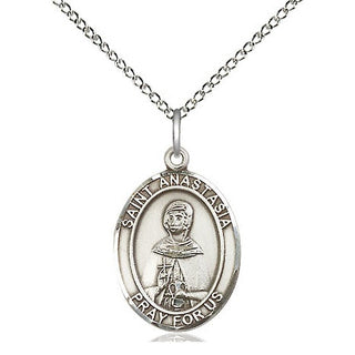 Sterling Silver Saint Anastasia Medal Religious Jewelry Engraved Catholic Saint Jewelry