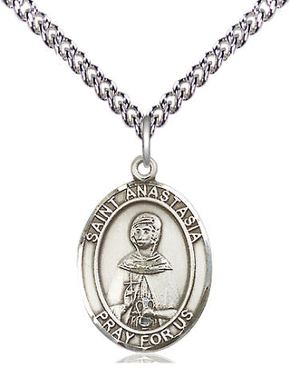 Sterling Silver Saint Anastasia Medal Religious Jewelry Engraved Catholic Saint Jewelry