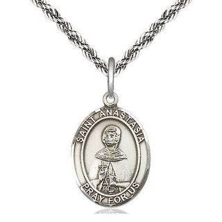 Sterling Silver Saint Anastasia Medal Religious Jewelry Engraved Catholic Saint Jewelry