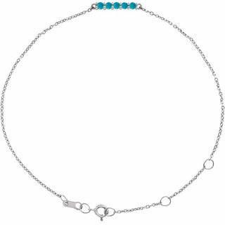 14K White Natural Turquoise Bar 6 1/2-7 1/2" Bracelet