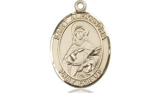 14kt Gold Saint Alexandra Medal Engraved Catholic Saint Jewelry