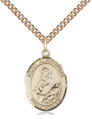 14kt Gold Saint Alexandra Medal Engraved Catholic Saint Jewelry