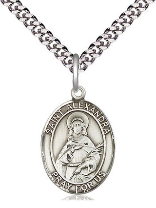 Pewter Saint Alexandra Medal Religious Jewelry Engraved Catholic Saint Jewelry