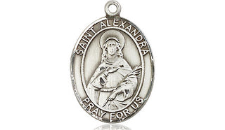 Sterling Silver Saint Alexandra Medal Religious Jewelry Engraved Catholic Saint Jewelry