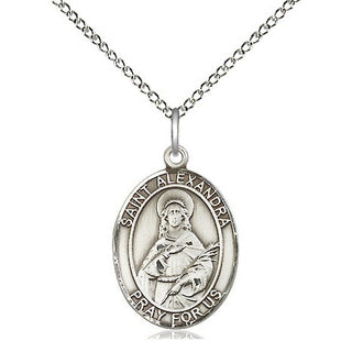 Sterling Silver Saint Alexandra Medal Religious Jewelry Engraved Catholic Saint Jewelry