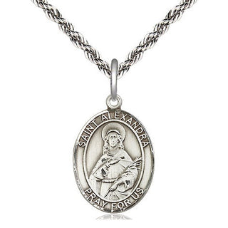 Sterling Silver Saint Alexandra Medal Religious Jewelry Engraved Catholic Saint Jewelry