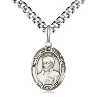 Pewter Saint Ignatius of Loyola Medal Religious Jewelry Engraved Catholic Saint Jewelry