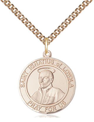 14kt Gold Filled Saint Ignatius of Loyola Medal Religious Jewelry Engraved Catholic Saint Jewelry