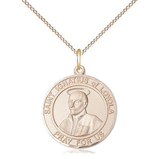14kt Gold Saint Ignatius of Loyola Medal Engraved Catholic Saint Jewelry