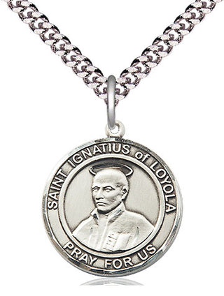 Pewter Saint Ignatius of Loyola Medal Religious Jewelry Engraved Catholic Saint Jewelry