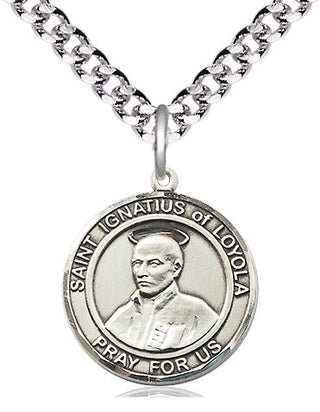 Pewter Saint Ignatius of Loyola Medal Religious Jewelry Engraved Catholic Saint Jewelry