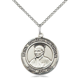 Sterling Silver Saint Ignatius of Loyola Medal Religious Jewelry Engraved Catholic Saint Jewelry
