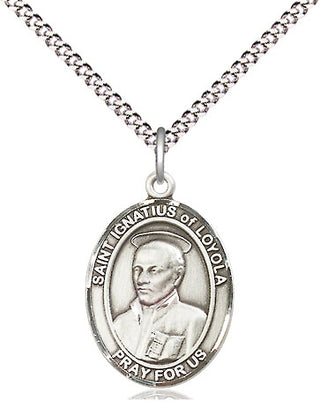 Sterling Silver Saint Ignatius of Loyola Medal Religious Jewelry Engraved Catholic Saint Jewelry
