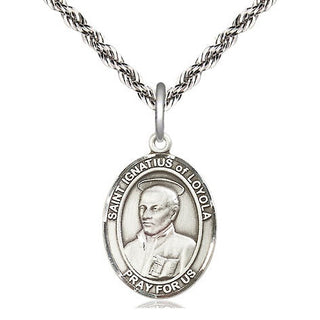 Sterling Silver Saint Ignatius of Loyola Medal Religious Jewelry Engraved Catholic Saint Jewelry