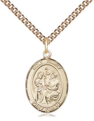 14kt Gold Filled Holy Family Medal Religious Jewelry Engraved Catholic Saint Jewelry
