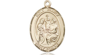 14kt Gold Holy Family Medal Engraved Catholic Saint Jewelry