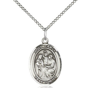 Sterling Silver Holy Family Medal Religious Jewelry Engraved Catholic Saint Jewelry