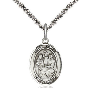 Sterling Silver Holy Family Medal Religious Jewelry Engraved Catholic Saint Jewelry