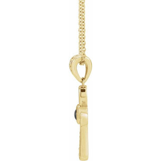 14K Yellow Natural Onyx & .04 CTW Natural Diamond Ankh Cross 16-18' Necklace