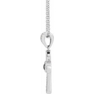 Platinum Natural Onyx & .04 CTW Natural Diamond Ankh Cross 16-18' Necklace