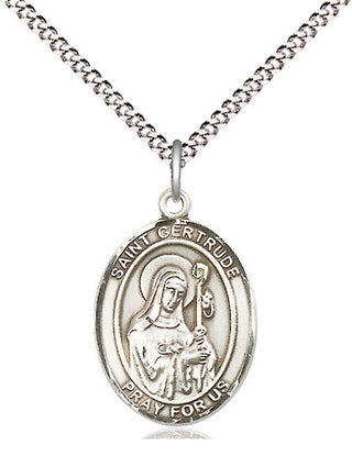 Sterling Silver Saint Gertrude of Nivelles Medal Religious Jewelry Engraved Catholic Saint Jewelry