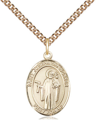 14kt Gold Filled Saint Joseph the Worker Medal Religious Jewelry Engraved Catholic Saint Jewelry