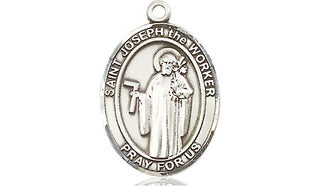 Pewter Saint Joseph the Worker Medal Engraved Catholic Saint Jewelry