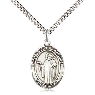 Sterling Silver Saint Joseph the Worker Medal Religious Jewelry Engraved Catholic Saint Jewelry