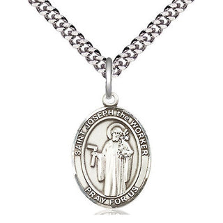Sterling Silver Saint Joseph the Worker Medal Religious Jewelry Engraved Catholic Saint Jewelry