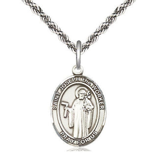 Sterling Silver Saint Joseph the Worker Medal Religious Jewelry Engraved Catholic Saint Jewelry