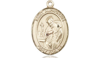 14kt Gold Saint Alphonsus Medal Engraved Catholic Saint Jewelry
