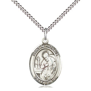 Pewter Saint Alphonsus Medal Religious Jewelry Engraved Catholic Saint Jewelry