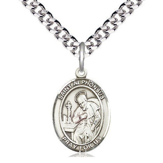 Pewter Saint Alphonsus Medal Religious Jewelry Engraved Catholic Saint Jewelry