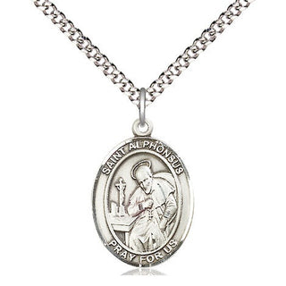 Pewter Saint Alphonsus Medal Religious Jewelry Engraved Catholic Saint Jewelry