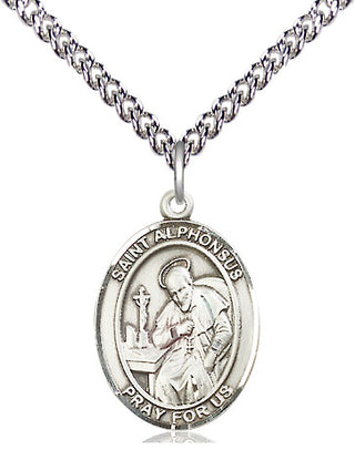 Sterling Silver Saint Alphonsus Medal Religious Jewelry Engraved Catholic Saint Jewelry