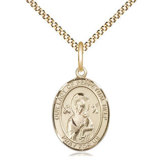 14kt Gold Filled Our Lady of Perpetual Help Medal Religious Jewelry Engraved Catholic Saint Jewelry