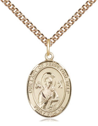 14kt Gold Filled Our Lady of Perpetual Help Medal Religious Jewelry Engraved Catholic Saint Jewelry