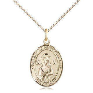 14kt Gold Our Lady of Perpetual Help Medal Engraved Catholic Saint Jewelry