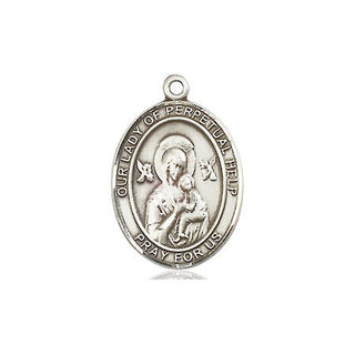 Pewter Our Lady of Perpetual Help Medal Engraved Catholic Saint Jewelry
