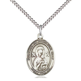 Pewter Our Lady of Perpetual Help Medal Religious Jewelry Engraved Catholic Saint Jewelry