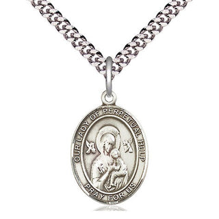 Pewter Our Lady of Perpetual Help Medal Religious Jewelry Engraved Catholic Saint Jewelry