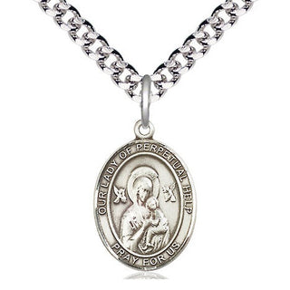Pewter Our Lady of Perpetual Help Medal Religious Jewelry Engraved Catholic Saint Jewelry