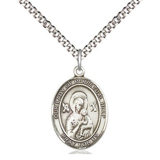 Pewter Our Lady of Perpetual Help Medal Religious Jewelry Engraved Catholic Saint Jewelry