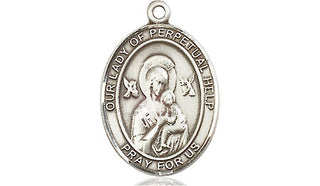 Sterling Silver Our Lady of Perpetual Help Medal Religious Jewelry Engraved Catholic Saint Jewelry
