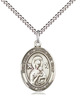 Sterling Silver Our Lady of Perpetual Help Medal Religious Jewelry Engraved Catholic Saint Jewelry