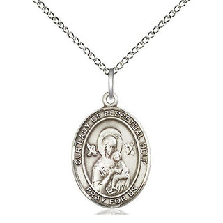 Sterling Silver Our Lady of Perpetual Help Medal Religious Jewelry Engraved Catholic Saint Jewelry