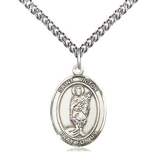 Sterling Silver Saint Victor of Marseilles Medal Religious Jewelry Engraved Catholic Saint Jewelry